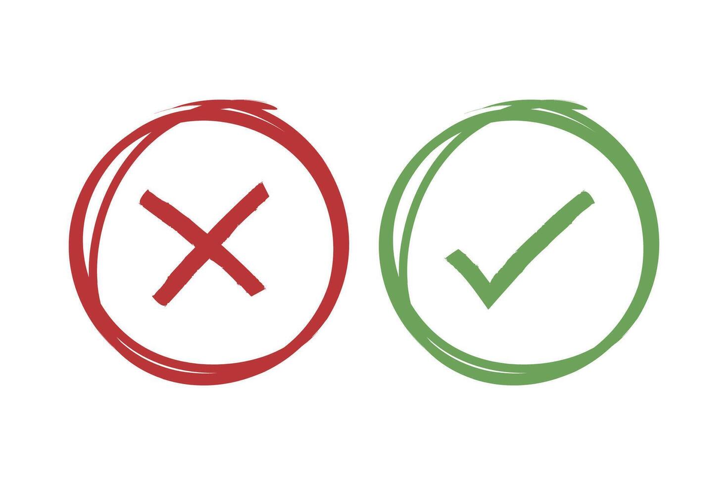 Check And Cross Hand Drawn Style vector