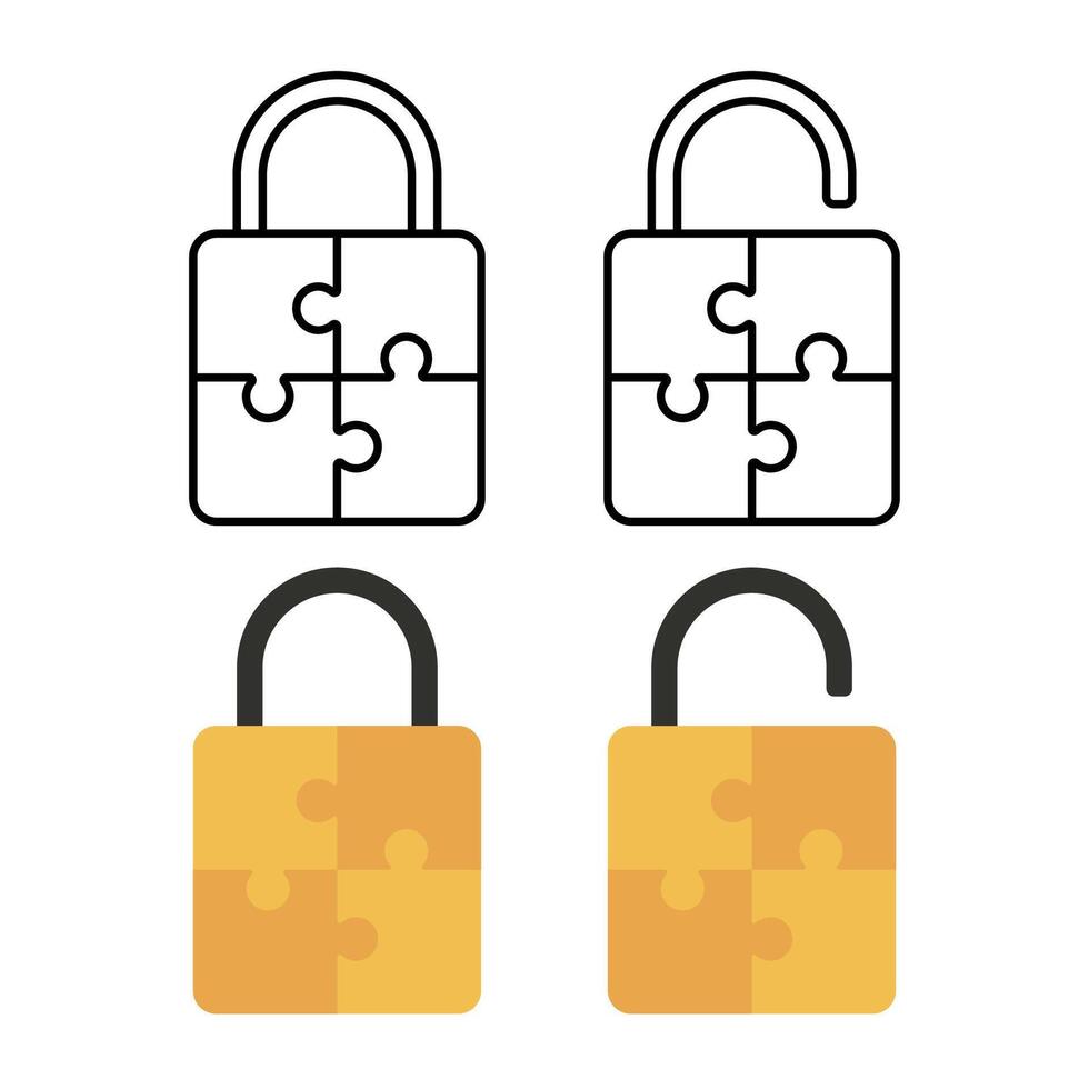 Puzzle Padlock Set vector