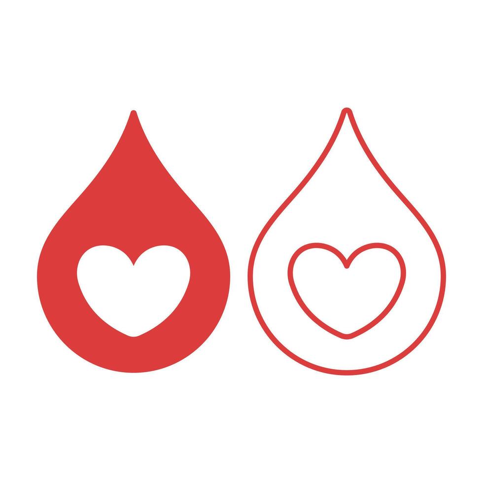 Droplet With Heart Outline And Flat vector