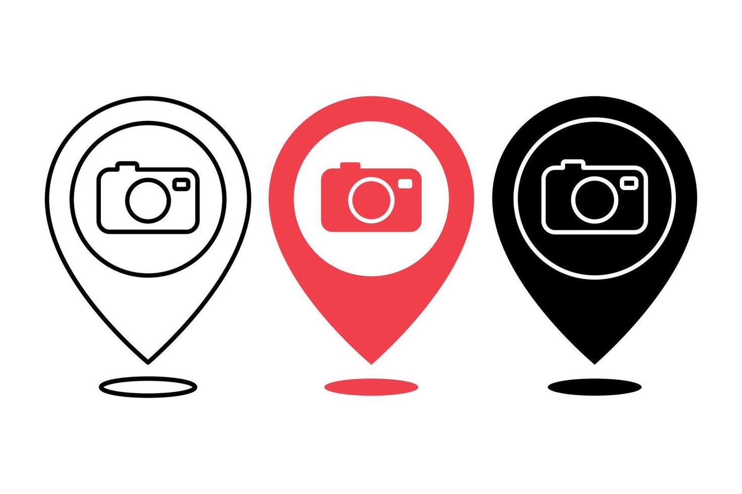 Camera Location Pin Multiple Styles vector