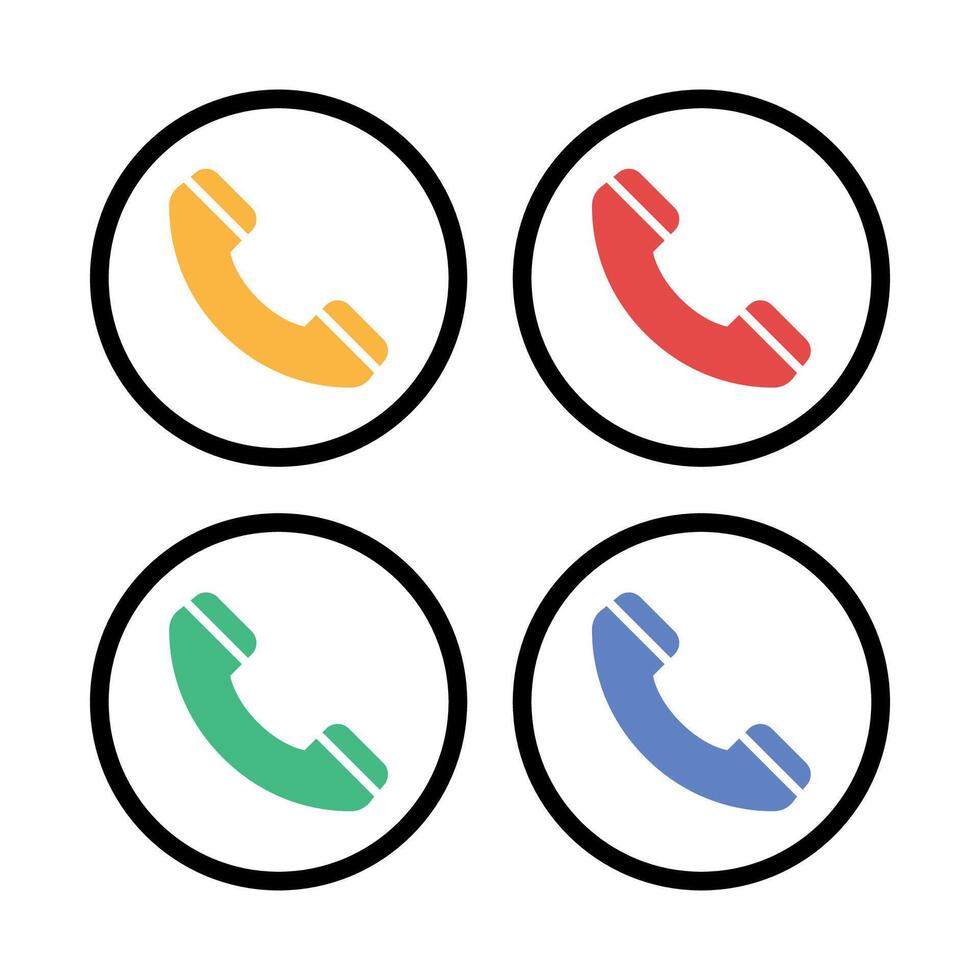 Phone Circles Set Multiple Colours Outline vector