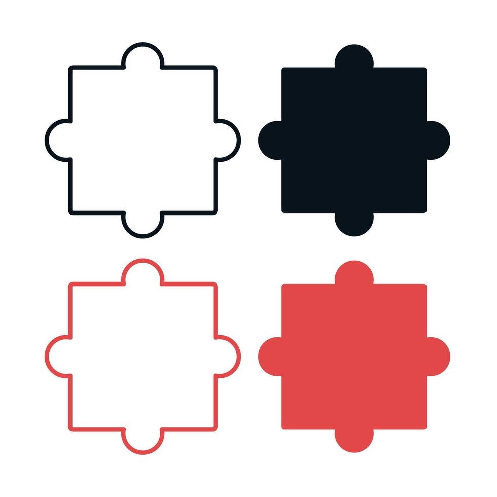 Puzzle Piece Set Black And Red vector