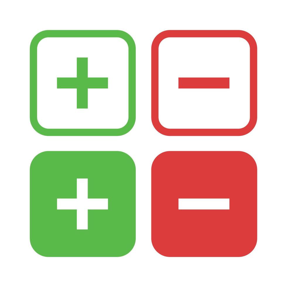 Plus And Minus Squares Set vector