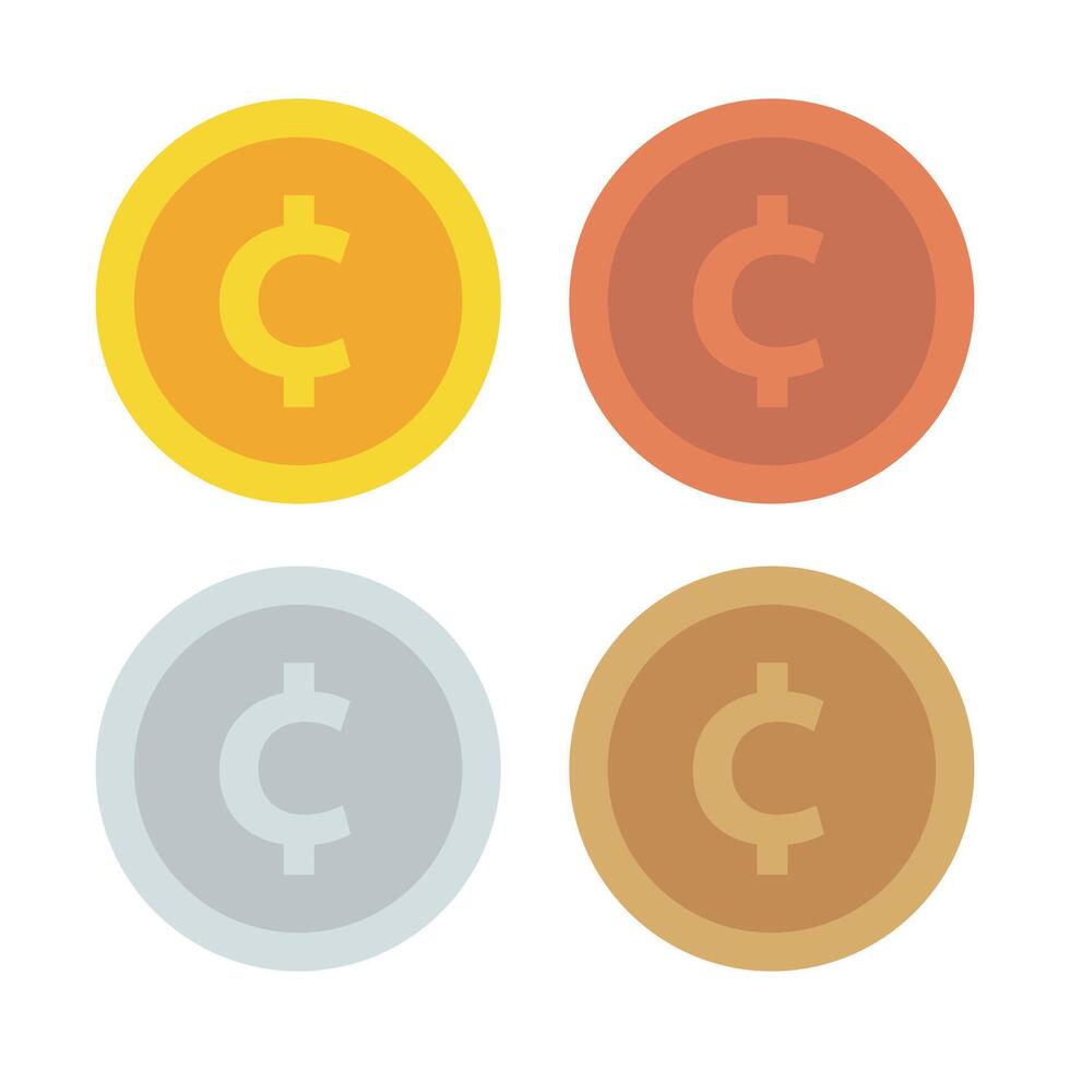 Cent Coin Multiple Colours vector