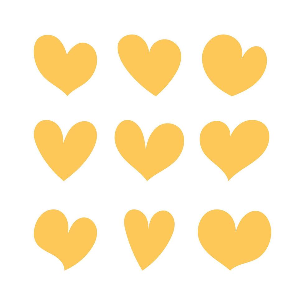 Yellow Abstract Hearts Set vector