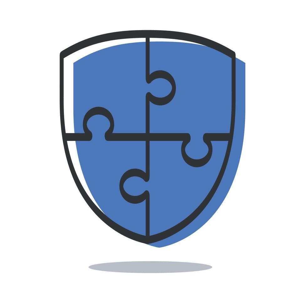 Shield Puzzle Doodle Style vector