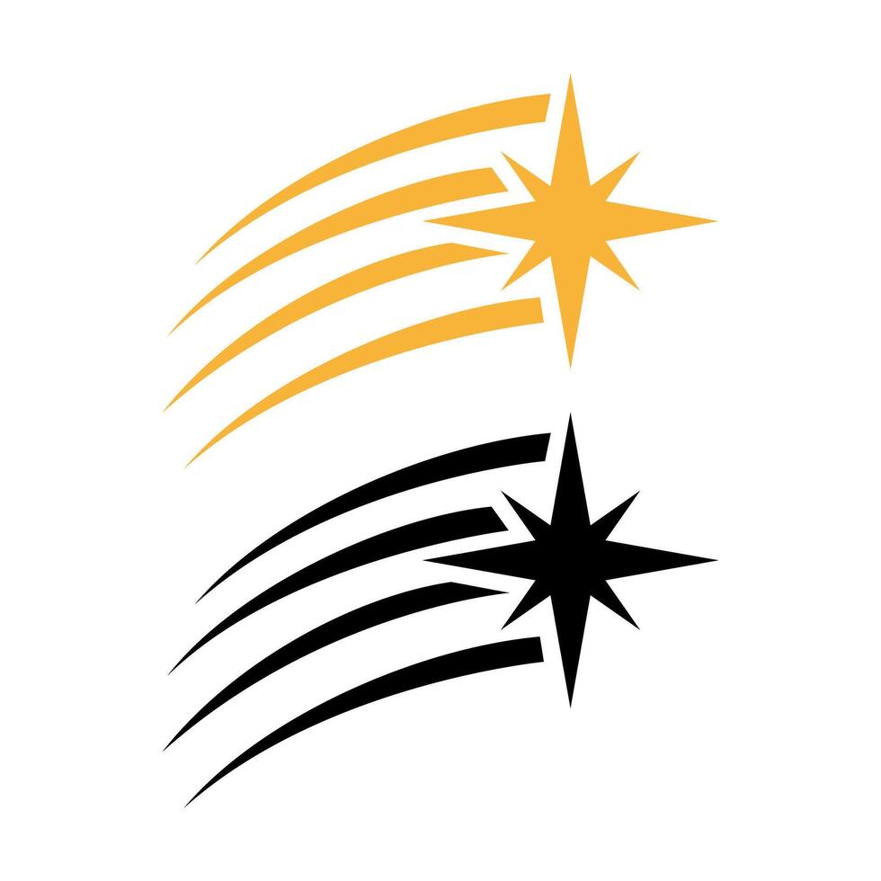Shooting Star Eight Point Black And Yellow vector