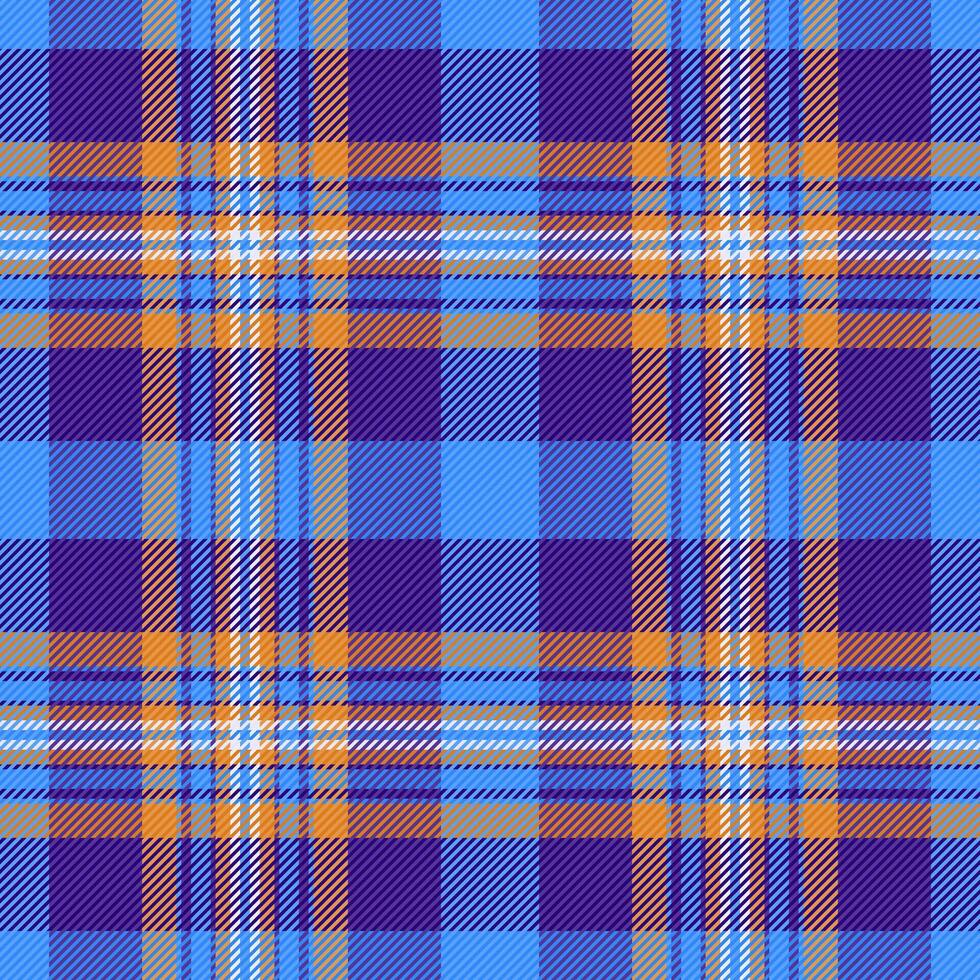 Vibrant blue, purple, and orange plaid pattern. Perfect for textile design, fashion, website backgrounds, or scrapbooking projects. vector