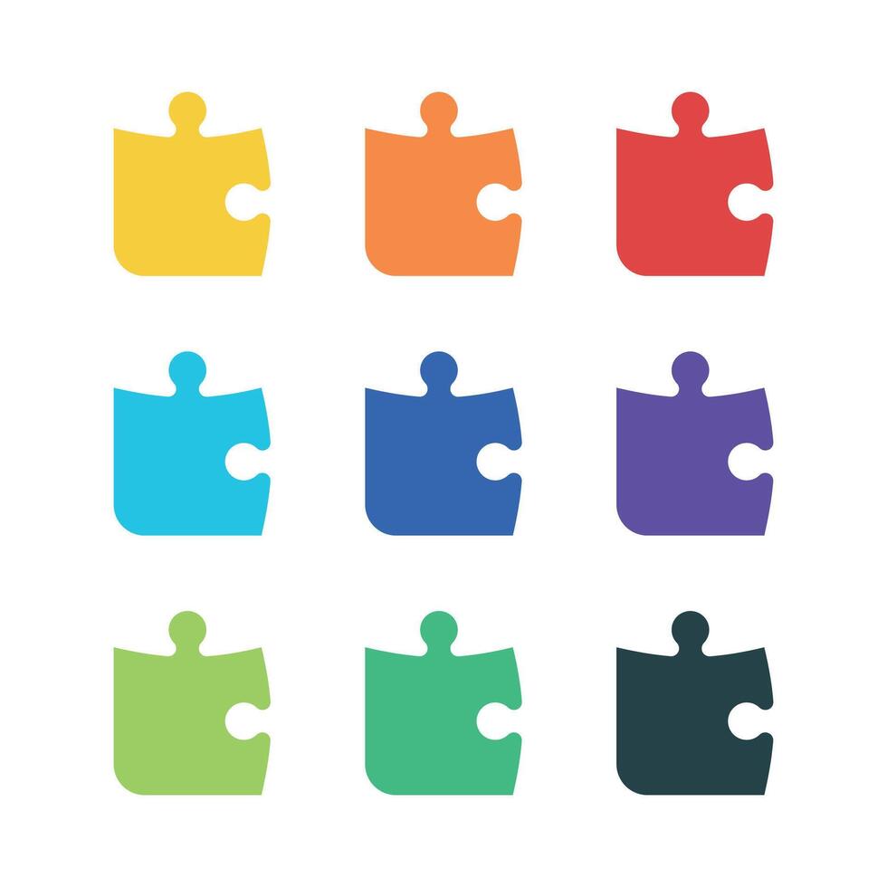 Abstract Puzzle Piece Multiple Colours Set vector