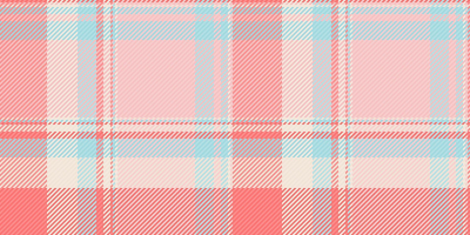 Soft pastel plaid pattern in pink, coral, and blue hues. Ideal for textile design, fashion, website backgrounds, or scrapbooking projects. vector