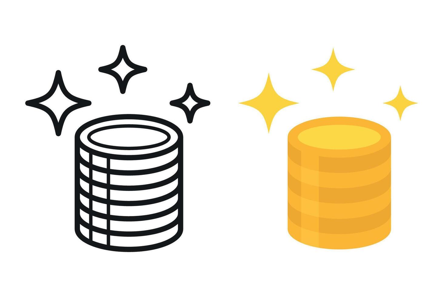 Money Coins Stack Outline And Flat vector