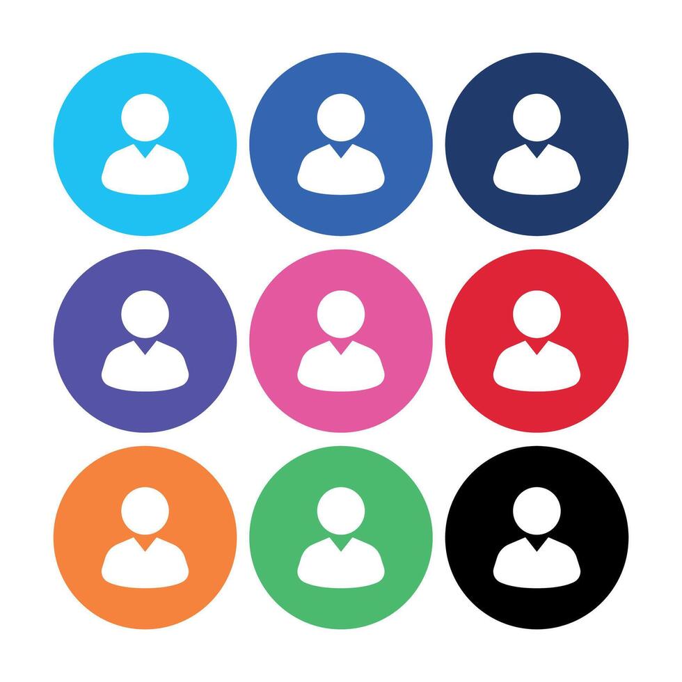 Simple User Icon Circles Multiple Colours Set vector