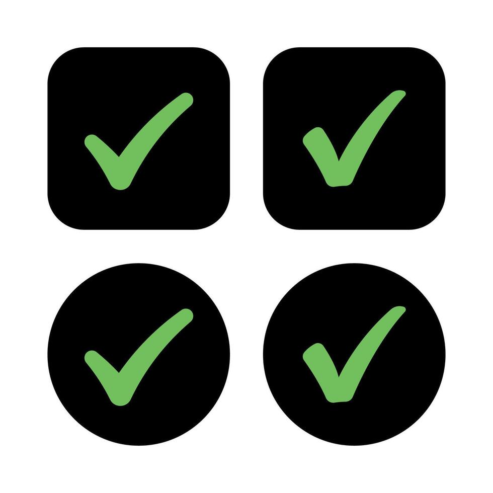 Check Marks Circles And Boxes Black And Green vector