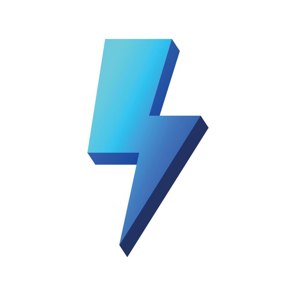 Lightning Bolt Blue Gradient 3D Style vector