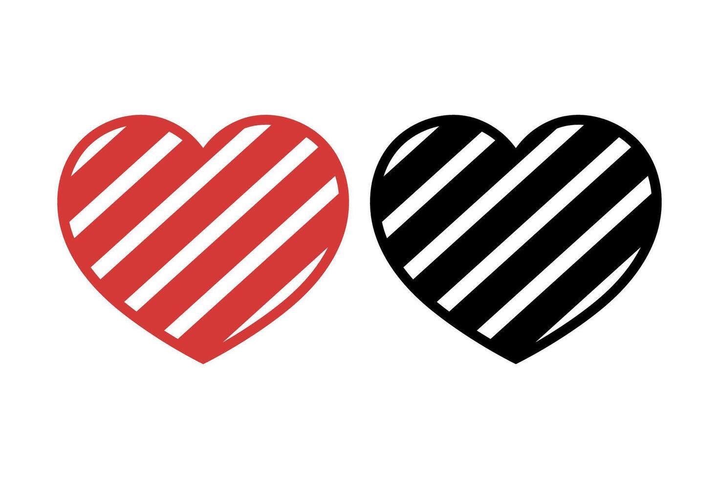 Heart Doodle Style Red And Black vector