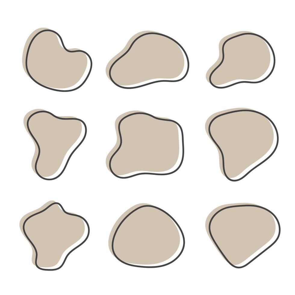 Pastel Blobs Set Outlined vector