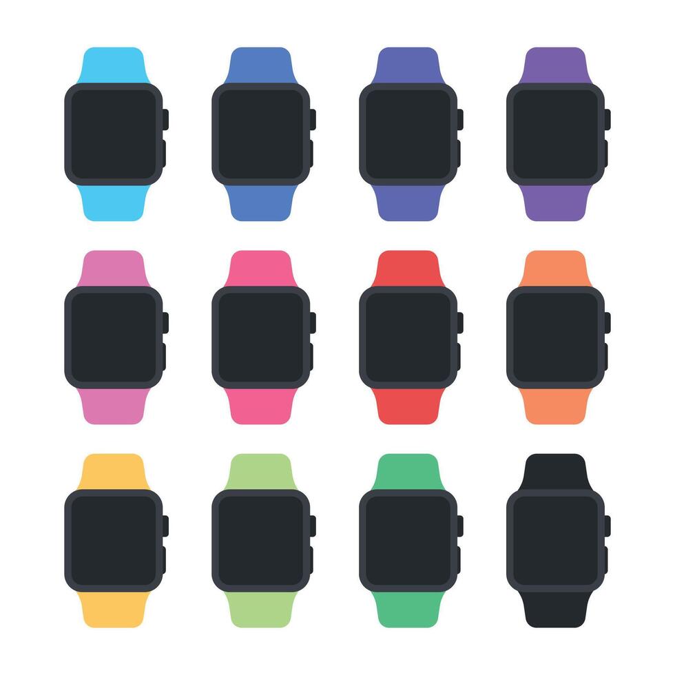 Smart Watches Multiple Colour Bands Set vector