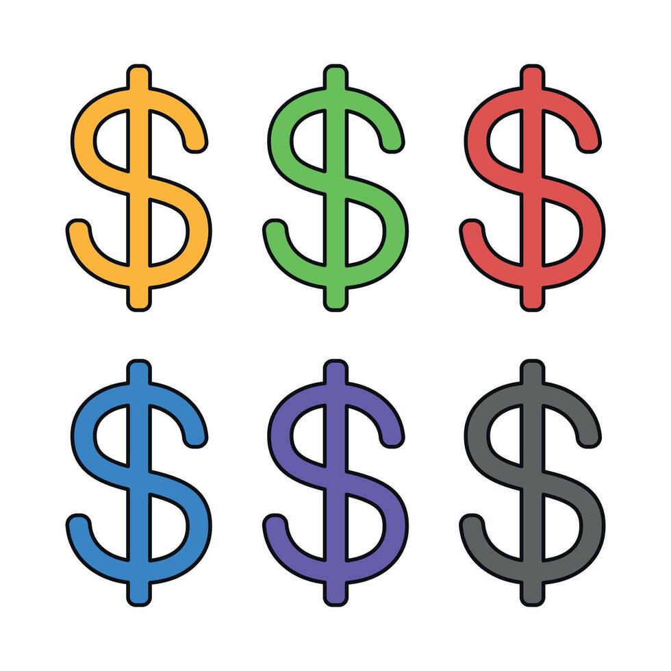 Dollar Sign Multiple Colours Set vector