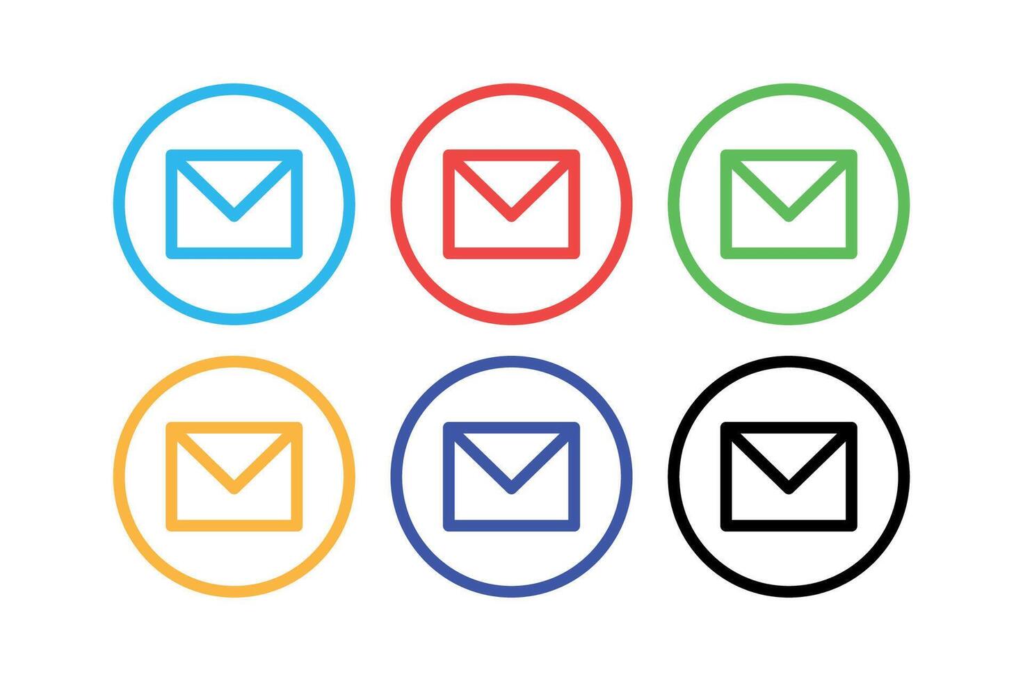 Email Circles Set Multiple Colours vector