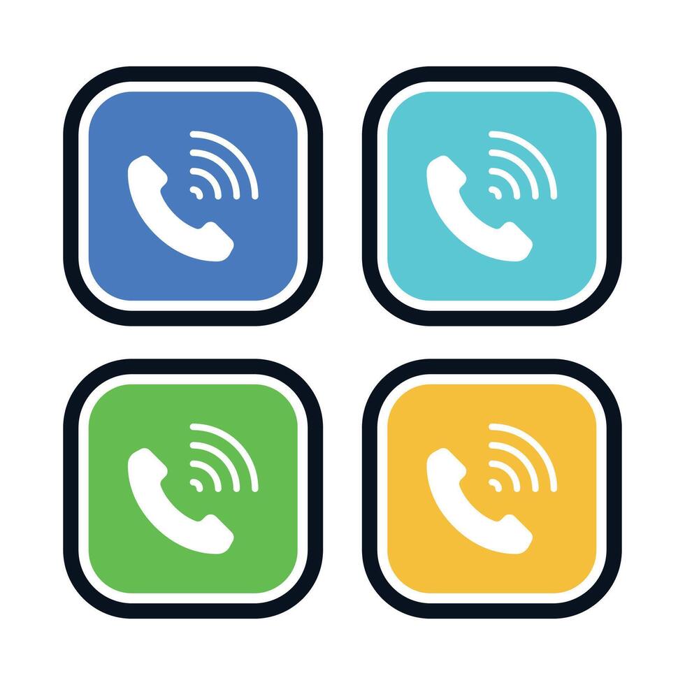 Phone Call Squares Set vector