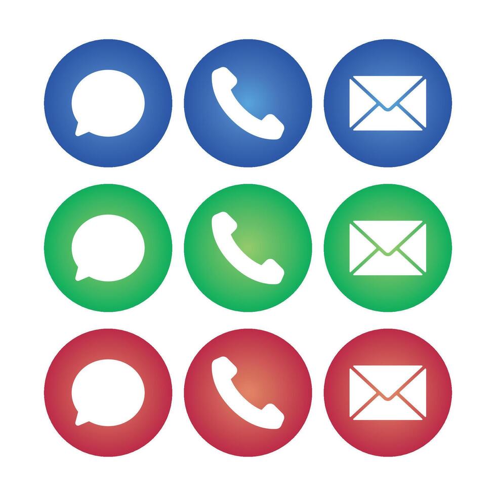 Contact Circle Gradient Buttons vector