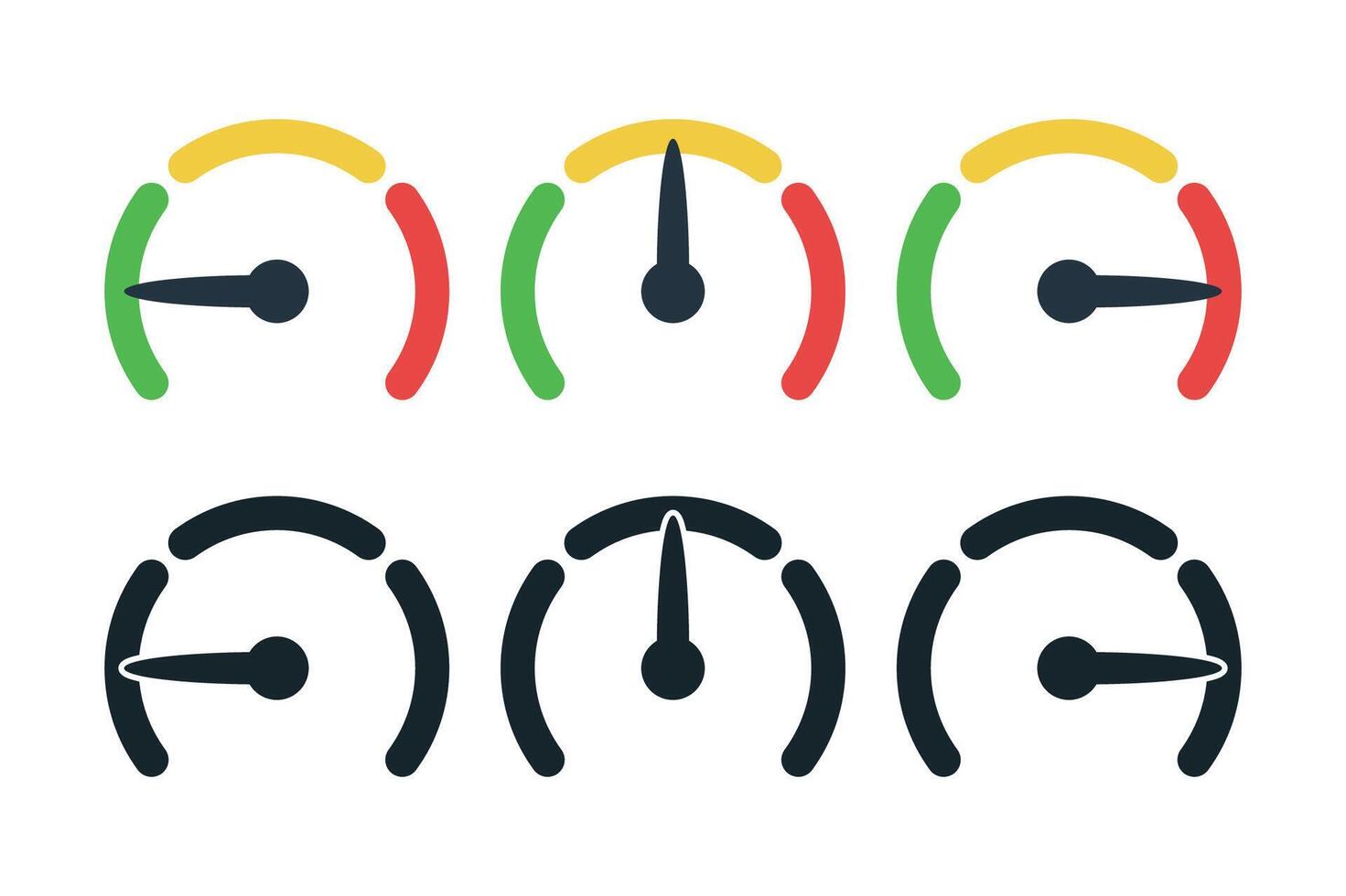 Performance Meters Rounded Flat And Glyph Style vector