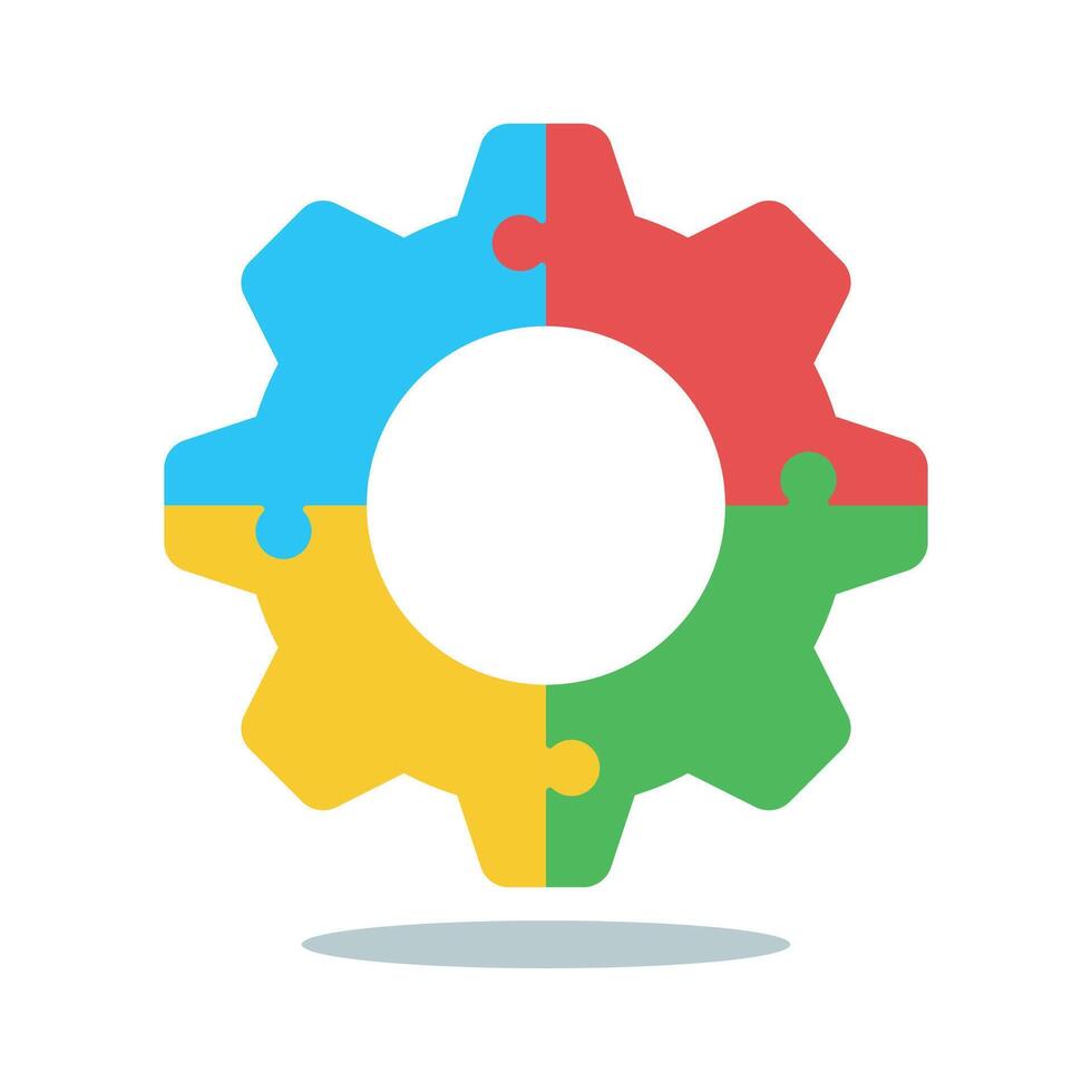 Cog Gear Puzzle Flat Style vector