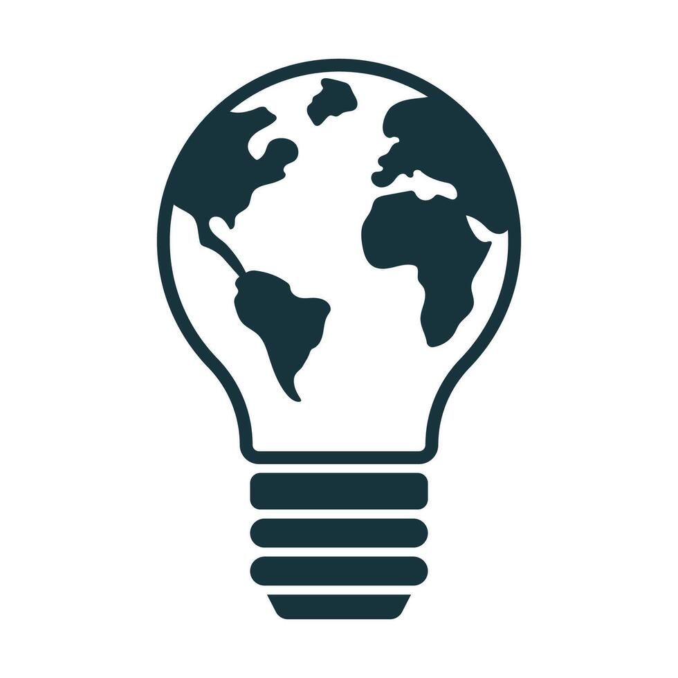 Earth Light Bulb Glyph Style vector