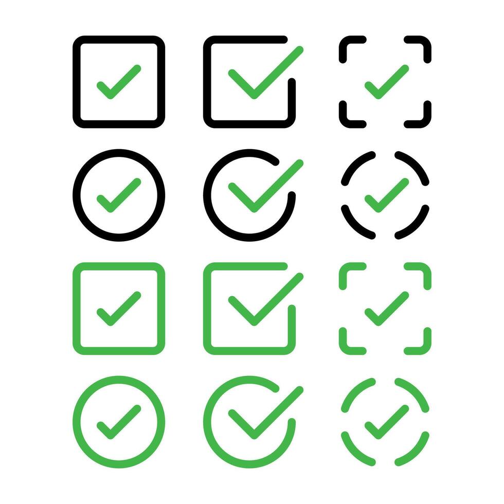 Check Marks Big Set Squares And Circles vector
