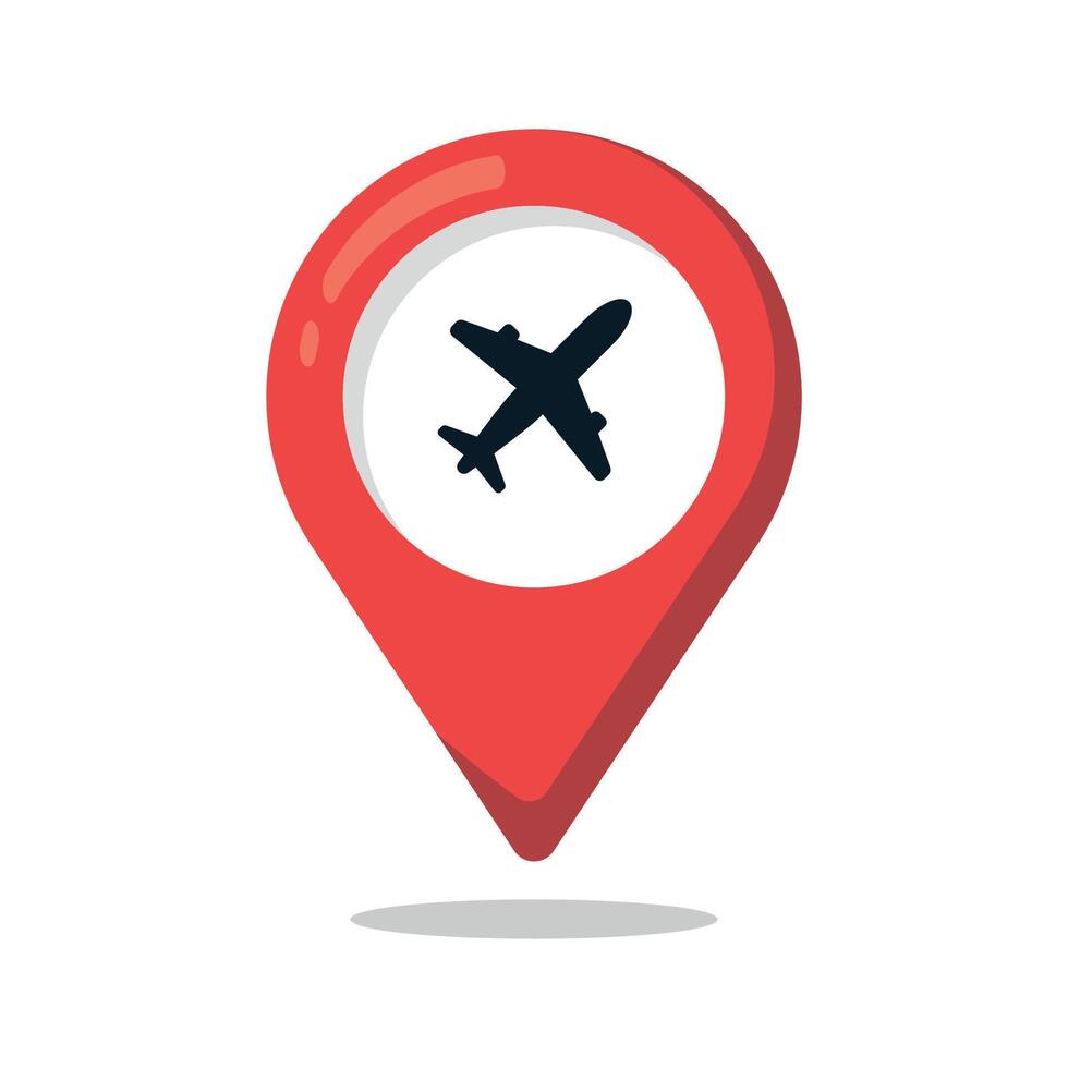 Location Pin With Aeroplane vector