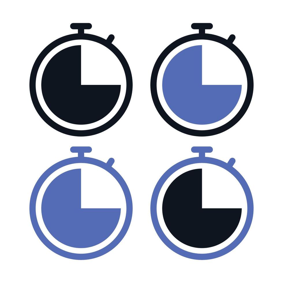 Stopwatch With Progress Multiple Styles vector
