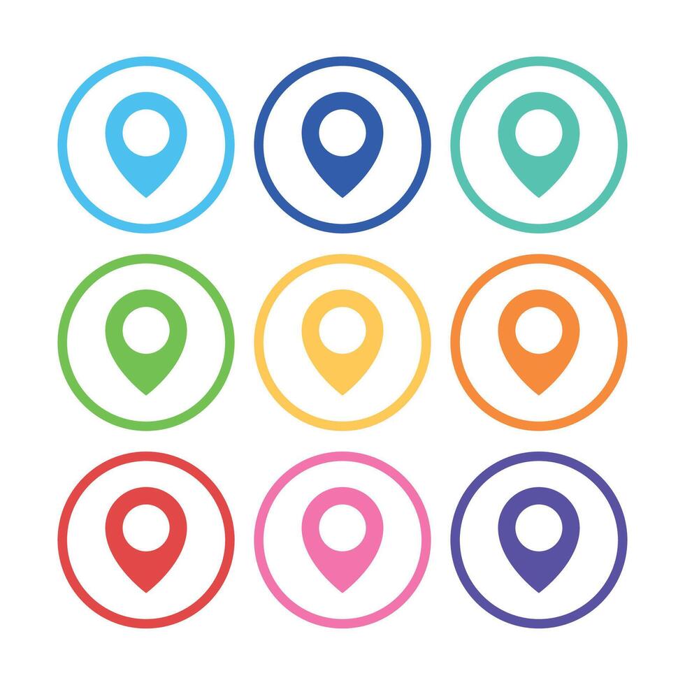 Location Pins In Circles Collection vector
