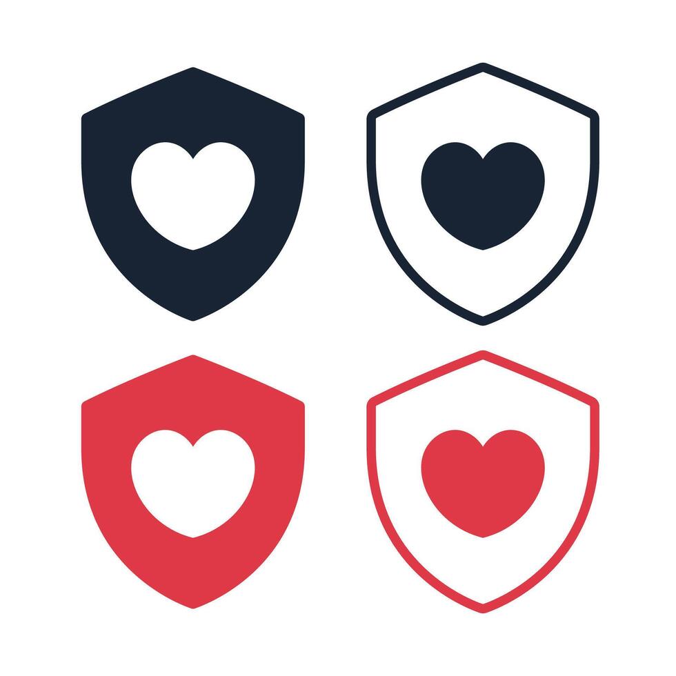 Heart On Shield Set vector