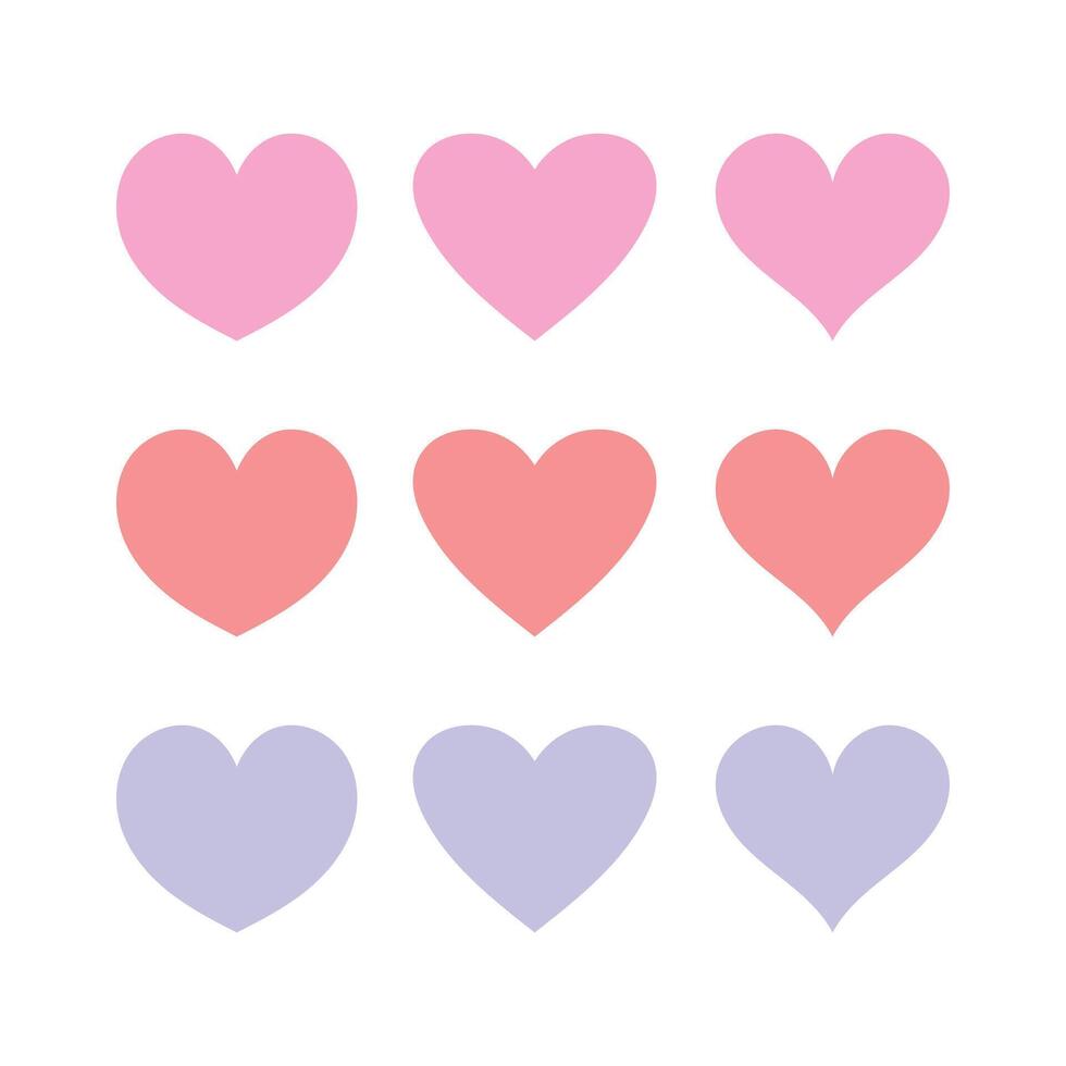Hearts Pastel Colours Set vector