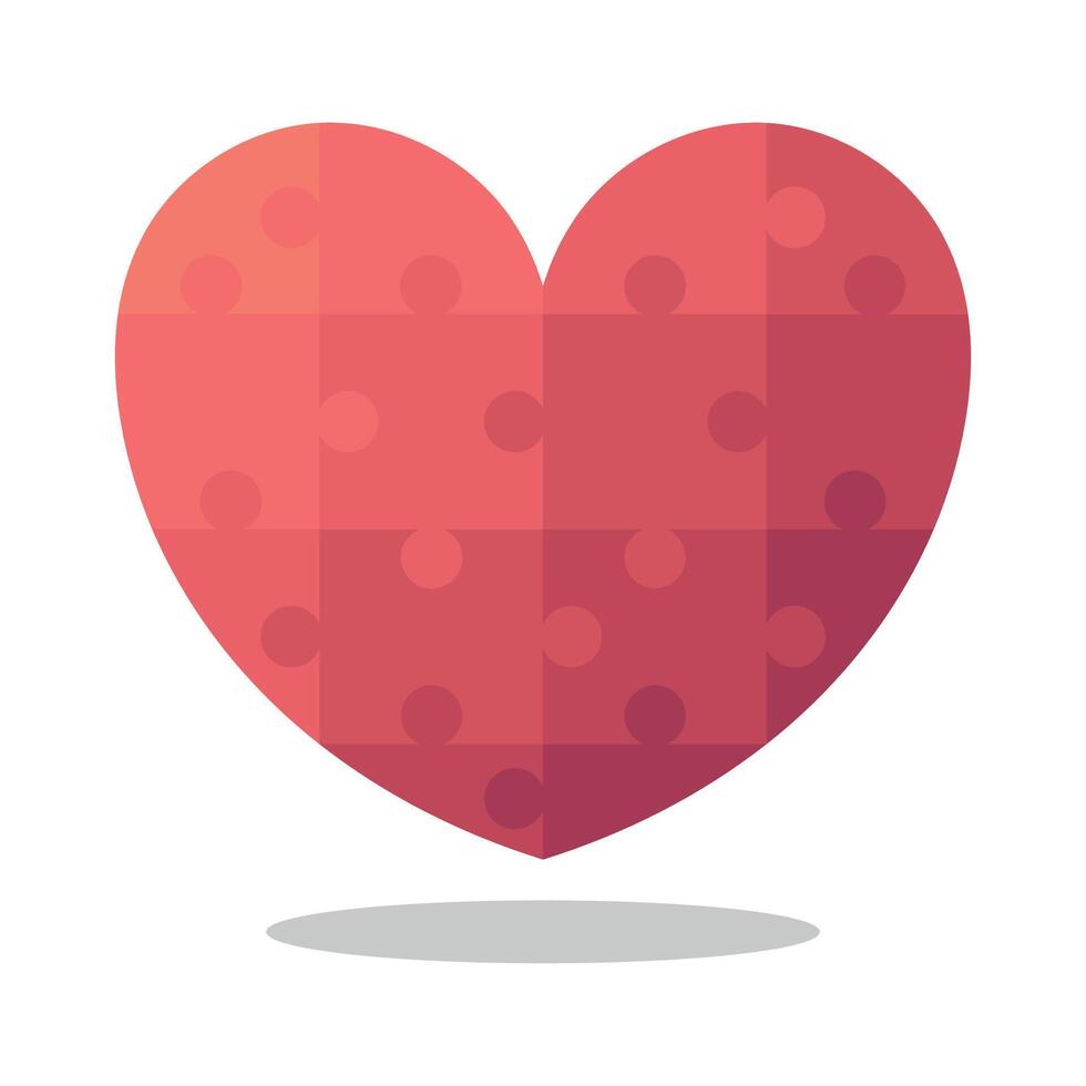 Heart Puzzle Flat Style Red vector