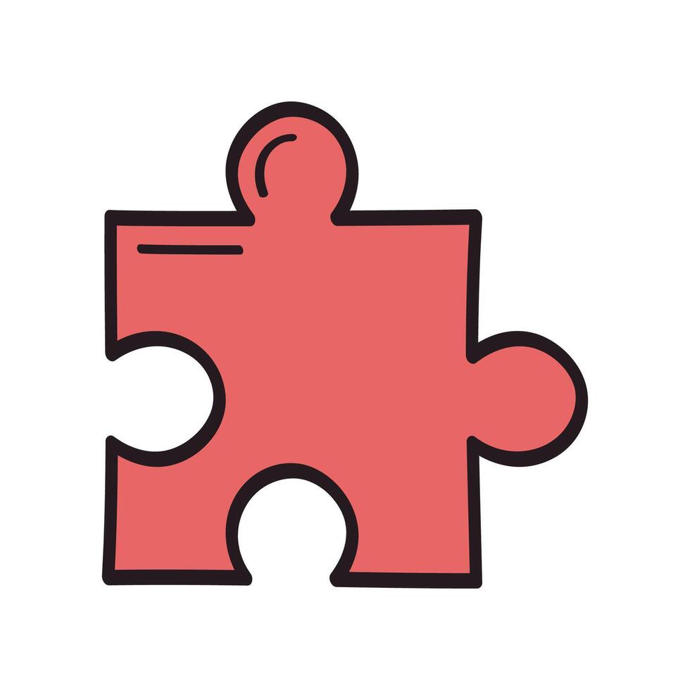 Doodle Style Puzzle Piece Red vector