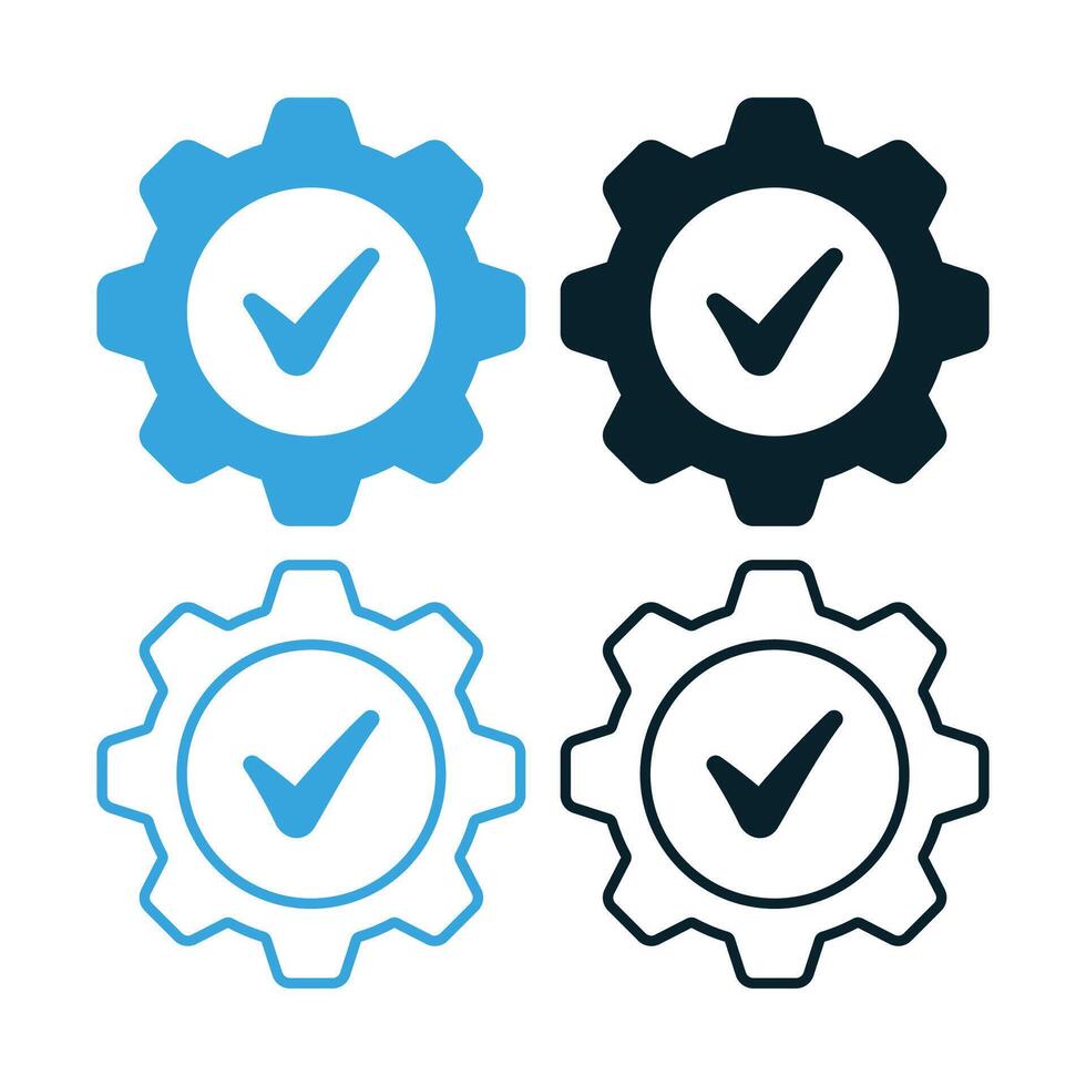 Cog Check Mark Blue vector
