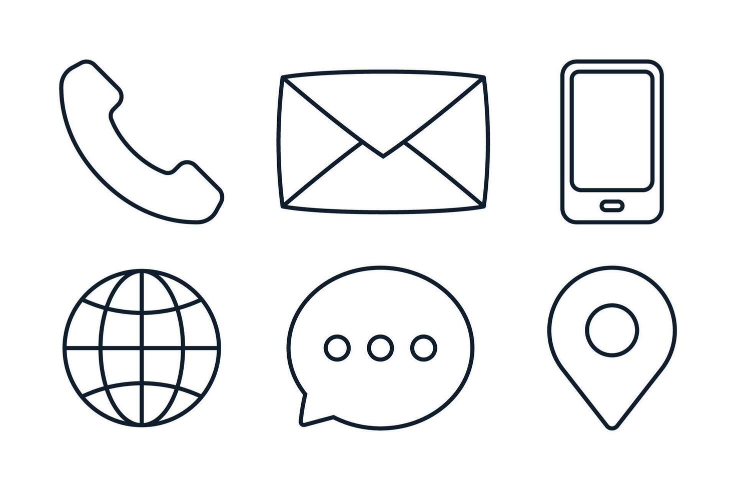 Contact Us Set Line Style vector