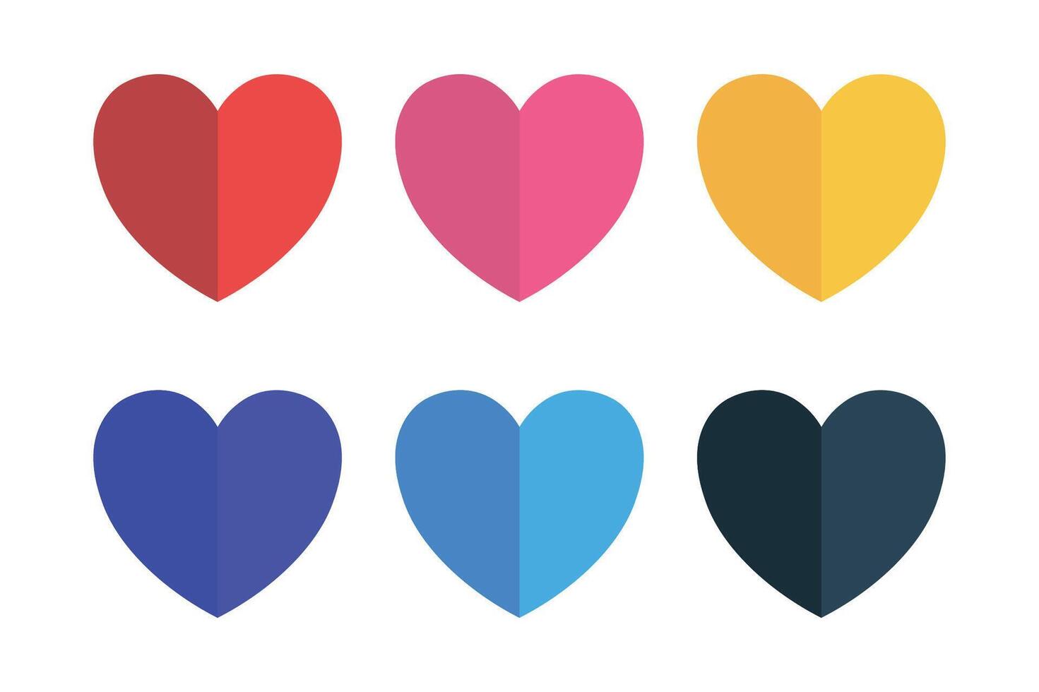 Half Shadow Hearts Set Multiple Colours vector