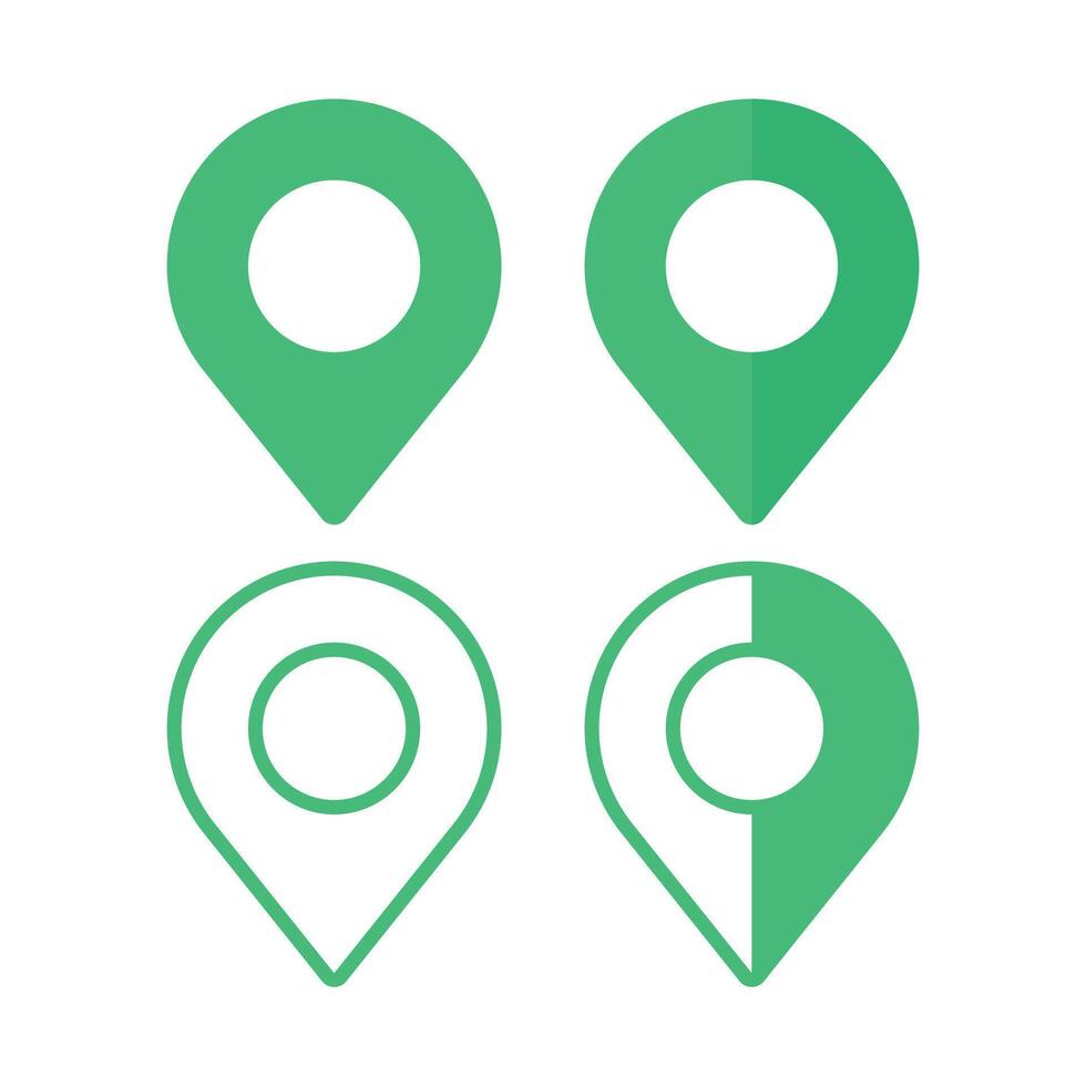 Green Location Pins Set vector