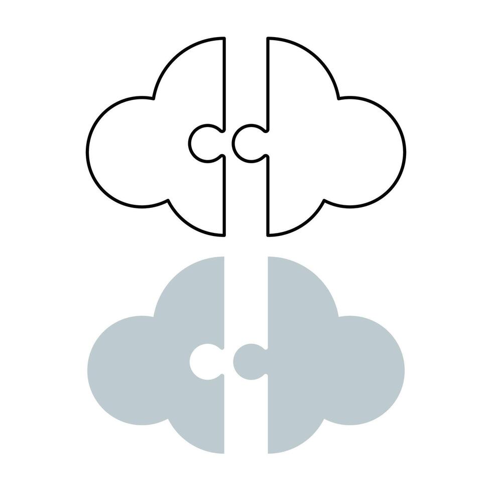 Cloud Puzzle Outline And Flat vector