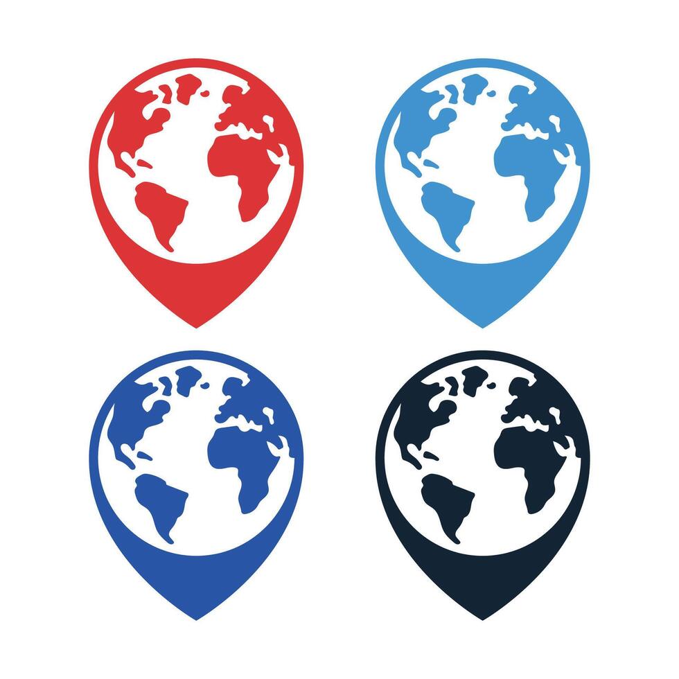Earth Location Pin Multiple Colours vector