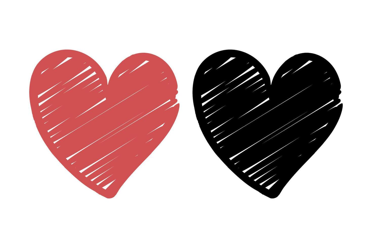 Heart Drawing Style Red And Black vector