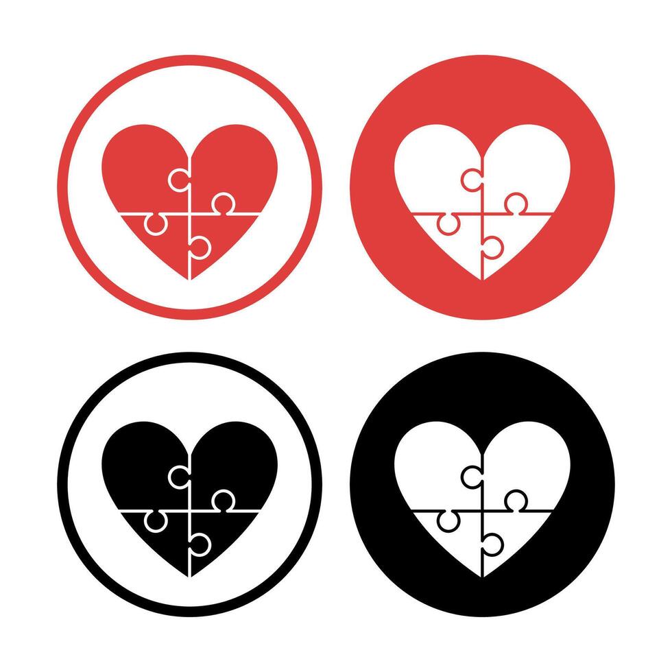 Heart Puzzle Circles Set vector