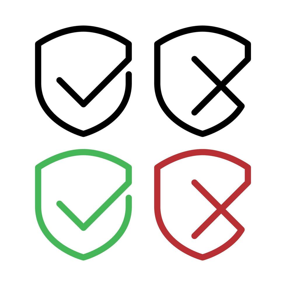 Shield With Check And Cross Simple vector