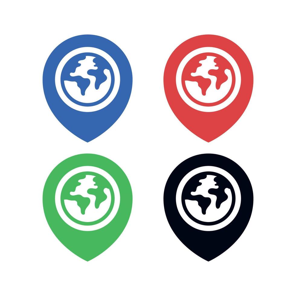 Location Pins With Earth Set vector