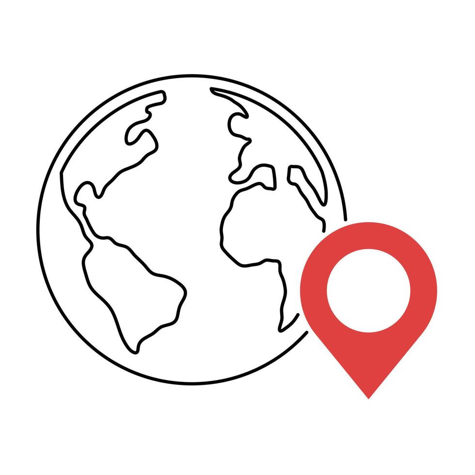 Location Pin With Outline Earth vector