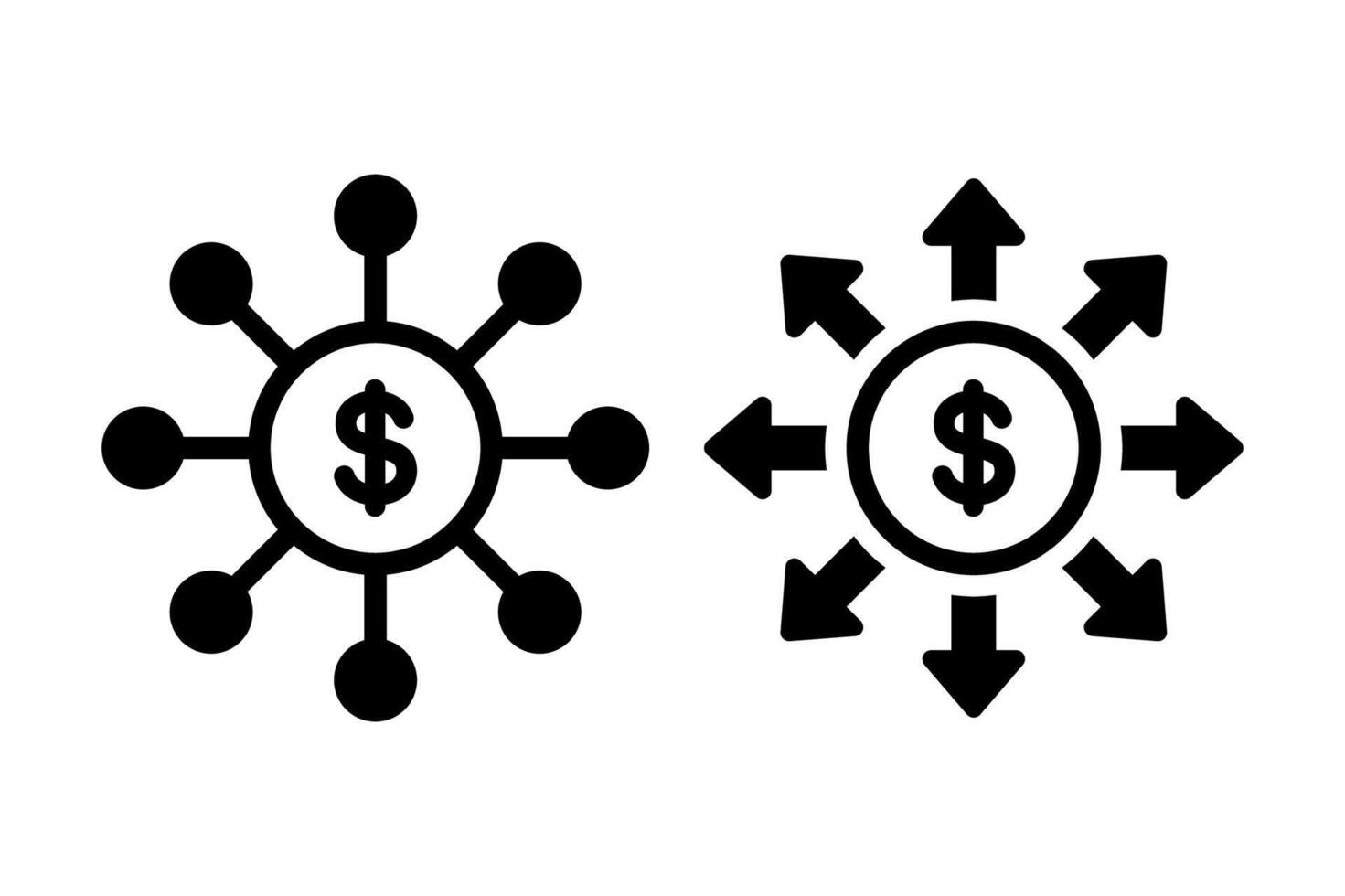 Money Network Outline Style Set Of Two vector