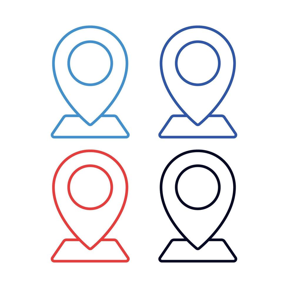 Location Pins On 3D Rectangles Outline Set vector