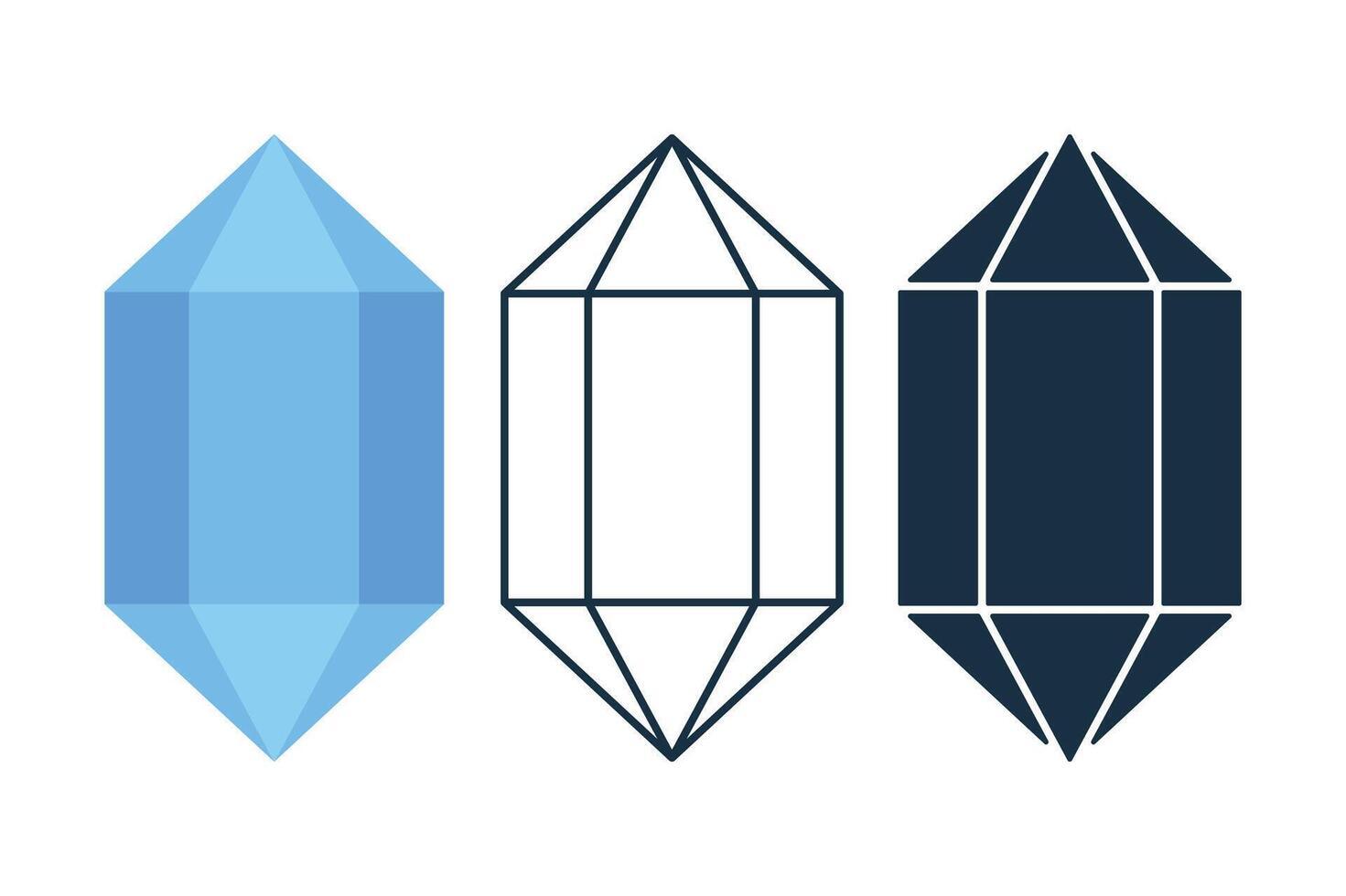 Tall Gemstone Flat Outline Glyph vector